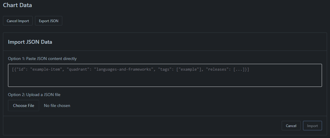 Chart Data Import Interface