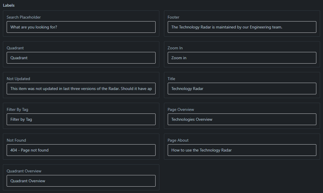Labels and Text Customization